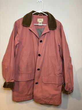 L.L. Bean Dusty Rose Field Coat with Brown Corduroy Collar